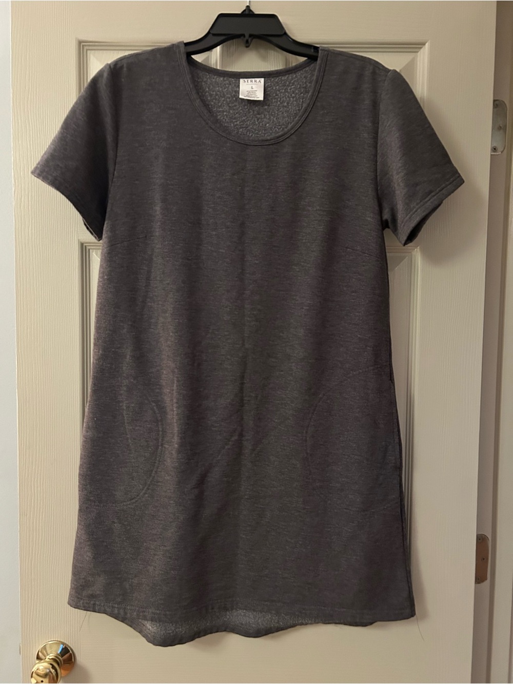 Serra Charcoal Short-Sleeve Tunic Dress